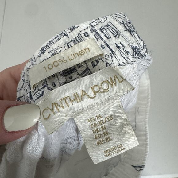 Cynthia Rowley Womens Shorts XL White 100% Linen Sailing Tropical Resort Beachy - Picture 9 of 10